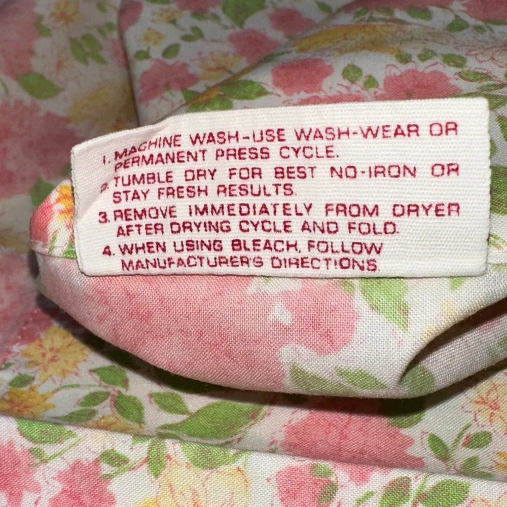 Vintage Cannon Royal Family Floral Pillowcase Set Pink Yellow Percale Made USA